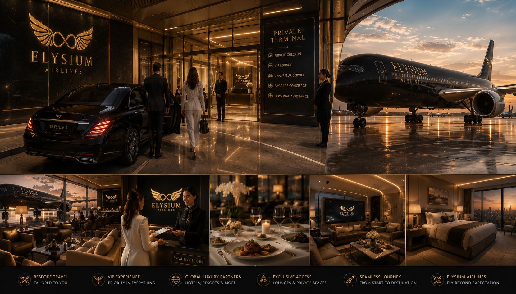 Elysium Signature Experience premium luxury travel lounge and concierge service graphic