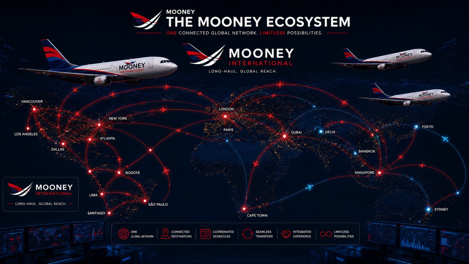 Mooney International long-haul global commercial carrier aircraft