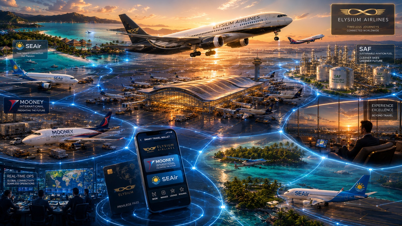 Elysium enterprise business model and commercial aviation infrastructure