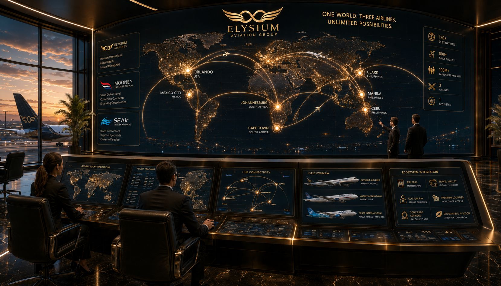 Elysium Airlines Strategic Global Hub Operations