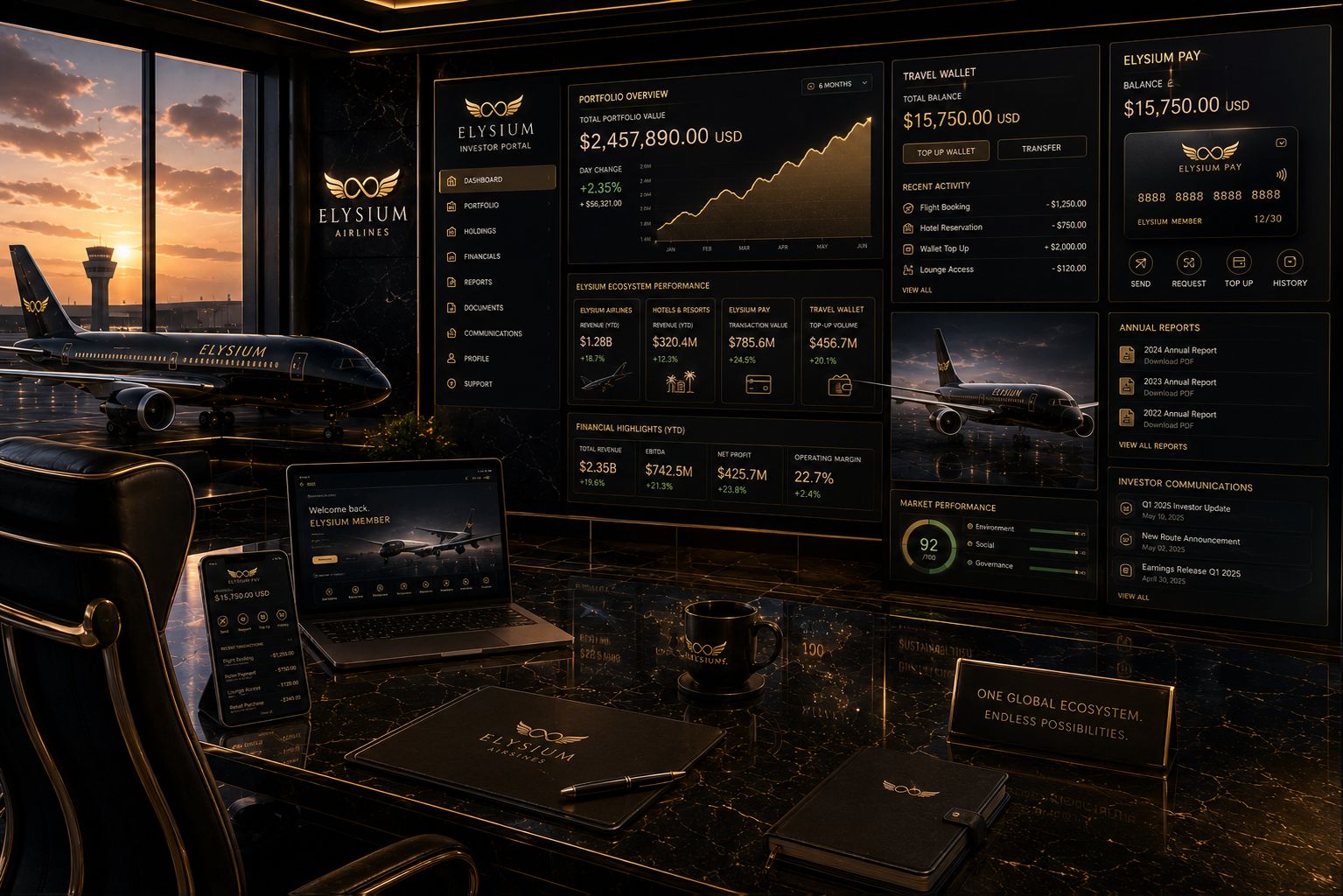 Elysium Management Secure Shareholder Digital Platform Dashboard Interface