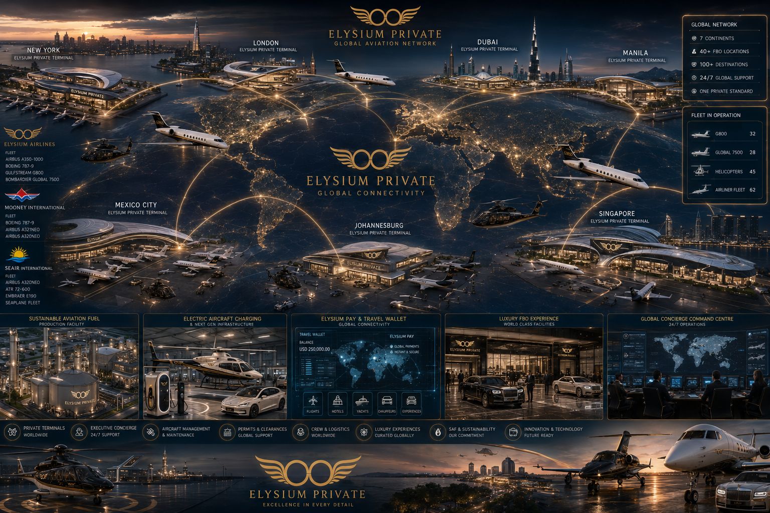 Elysium Private Future Global Network and Aviation Ecosystem Integration