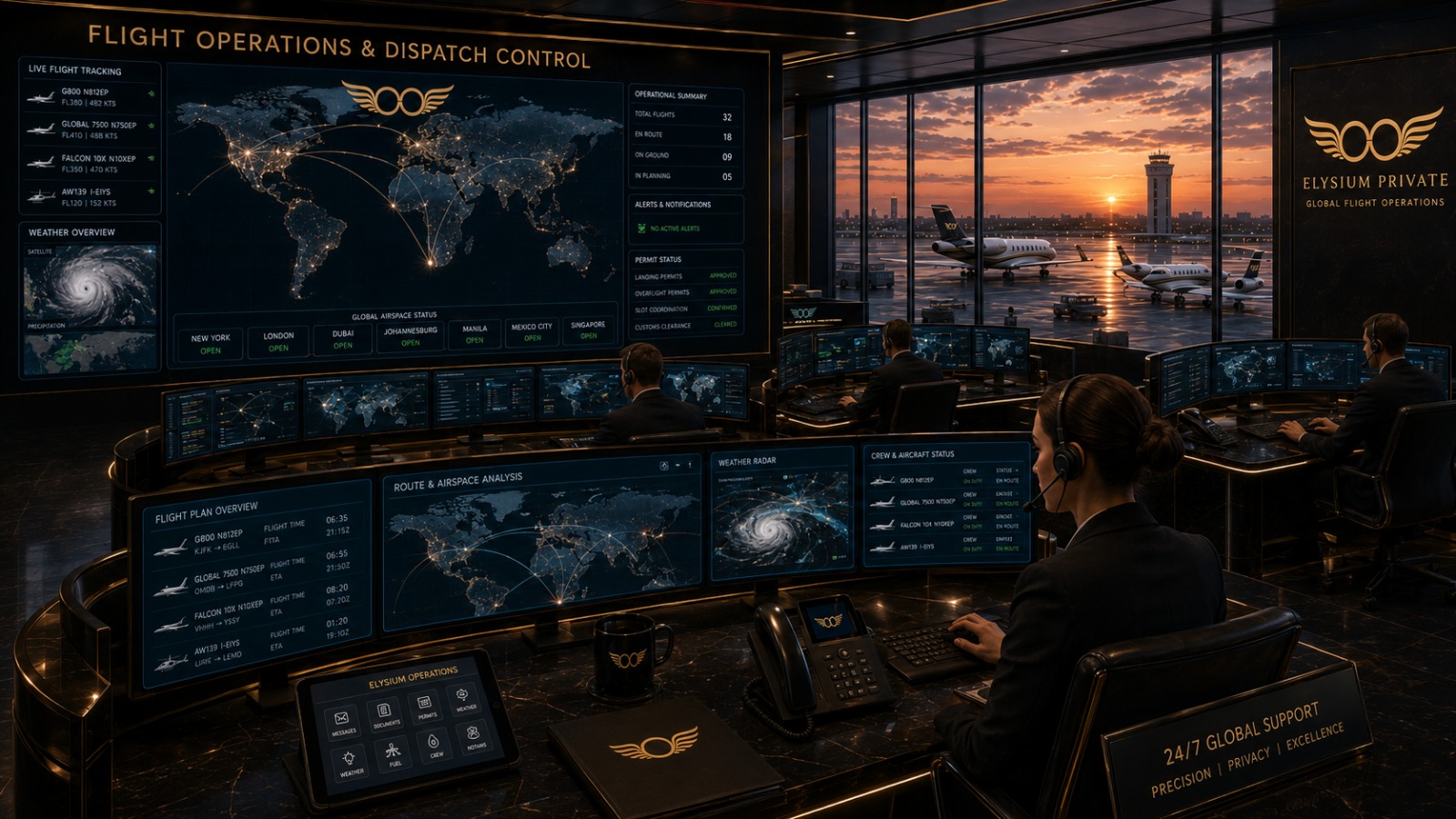 Elysium Private Flight Operations Centre & Cockpit Dispatch