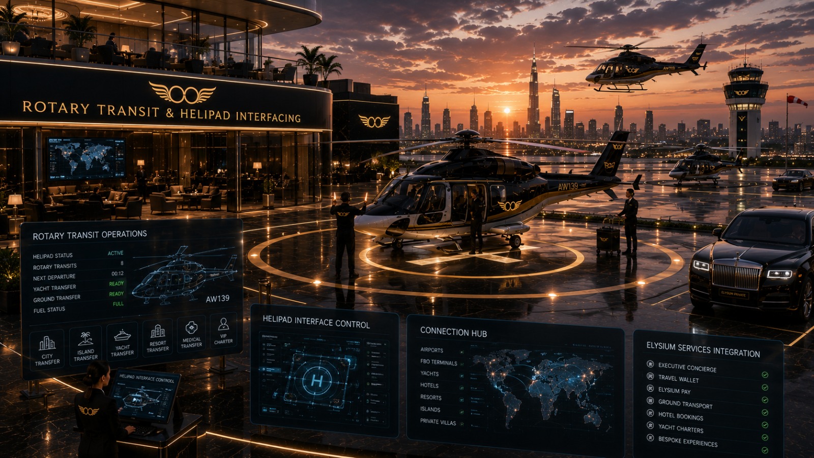 Elysium Rotary Executive Transfer on Tarmac